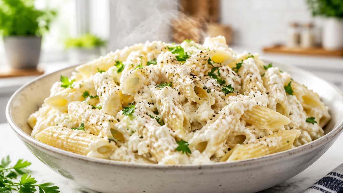 طرز تهیه پاستا با پنیر کاتیج