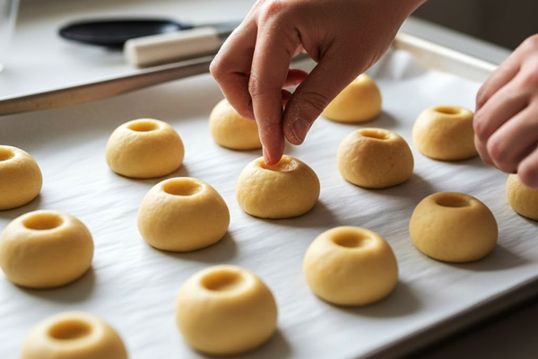 قالب زدن خمیر شیرینی مربایی