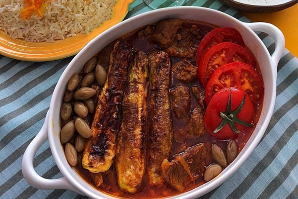سرو خورشت کدو و بادمجان