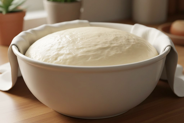 استراحت و پف کردن خمیر پیراشکی کرمدار