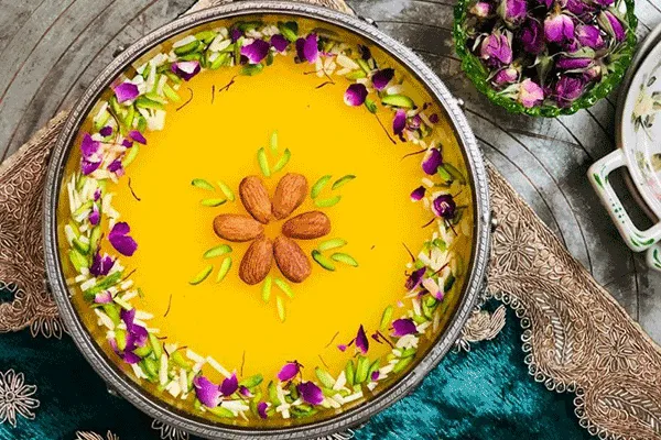 طرز تهیه دسر مسقطی زعفرانی 