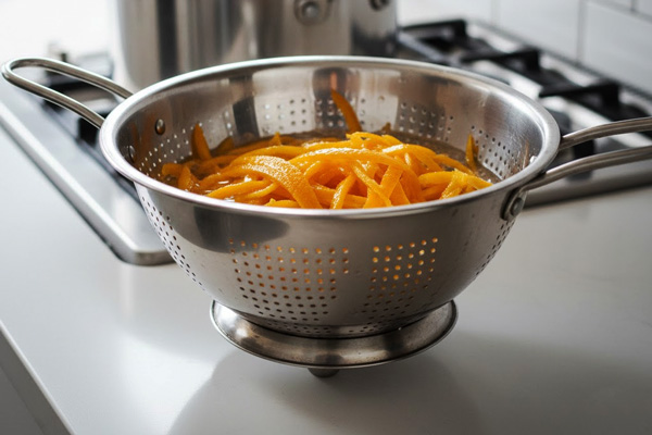 آبکش کردن خلال پوست پرتقال‌ها