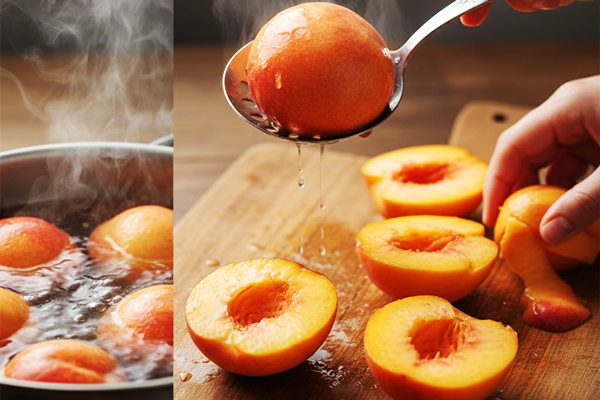 آمادهسازی هلو برای تهیه پشملبا