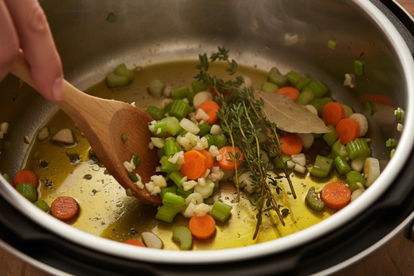 سرخ کردن سبزیحات با روغن زیتون در زودپز