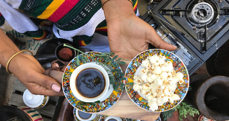 قهوه با پاپ کورن در اتیوپی