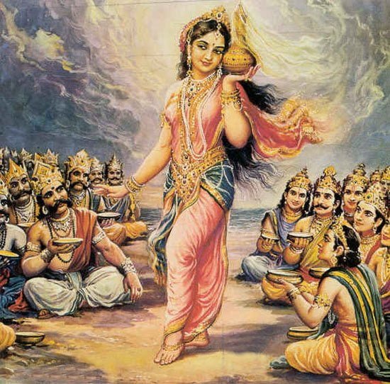 الهه هندی آمریتا حامل شهد جاودانگی 