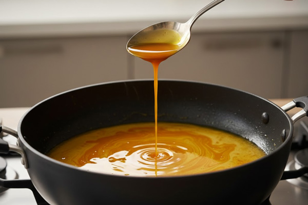 حرارت دادن کره آب‌شده با زعفران دم‌کرده