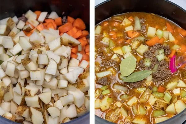 Ground Beef Stew Adding Potato