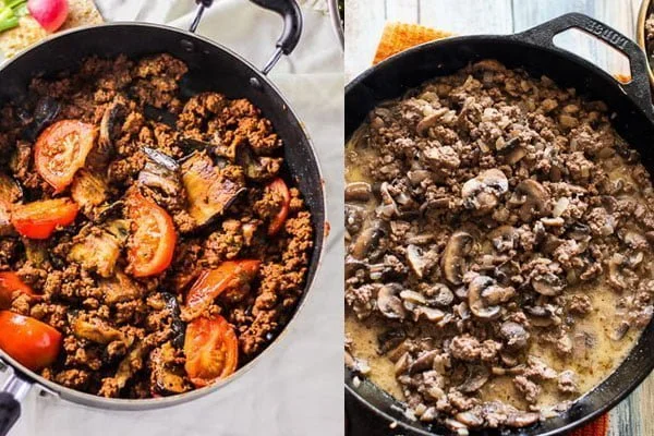 Mushroom and Eggplant Ground Beef Stew