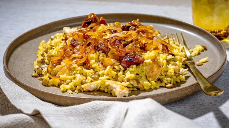 طرز تهیه عدس پلو با مرغ