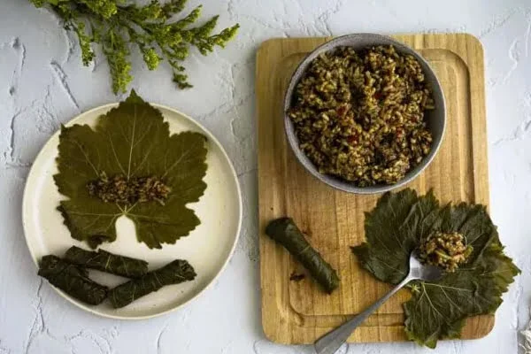 پیچیدن دلمه برگ مو ترکیه ای