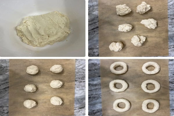 فرم دادن به خمیر دونات برای پخت در قالب