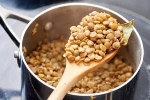 پختن عدس برای تهیه عدس پلو