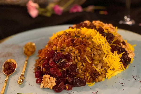 تزئین عدس پلو مجلسی