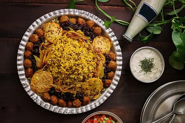 استفاده از ته دیگ برای تزیین عدس پلو