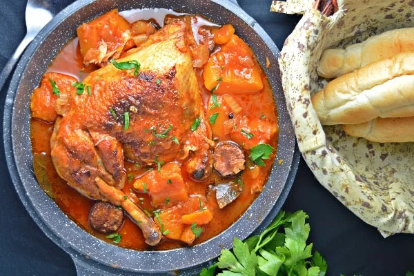 سرو خورش کدو حلوایی با مرغ