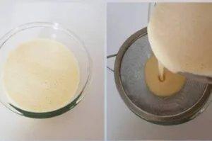 از صافی رد کردن مایه شیرینی پنجره ای با ماست