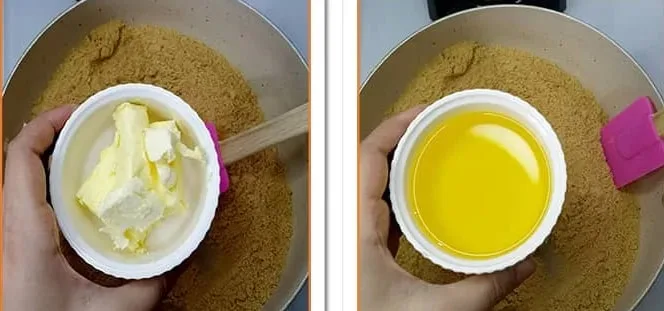 اضافه کردن روغن و کره به آرد