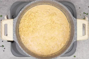 ترکیب کردن مواد با یکدیگر در تهیه نودل با پنیر چدار