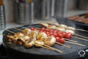 کباب کردن قارچ و گوجه