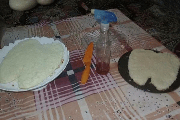اسپری کردن شربت روی کیک دندونی