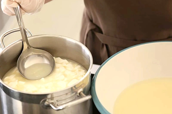 شستن دلمه در تهیه پنیر گودا