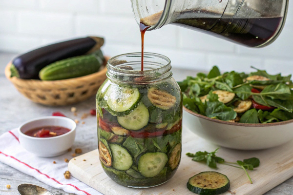 ترشی خرفه با بادمجان و خیار