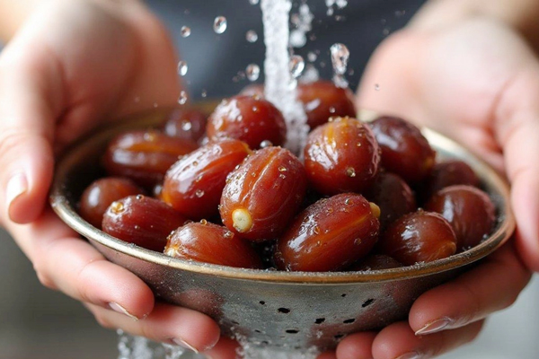 شستن و آماده کردن خرما در تهیه شیره خرما