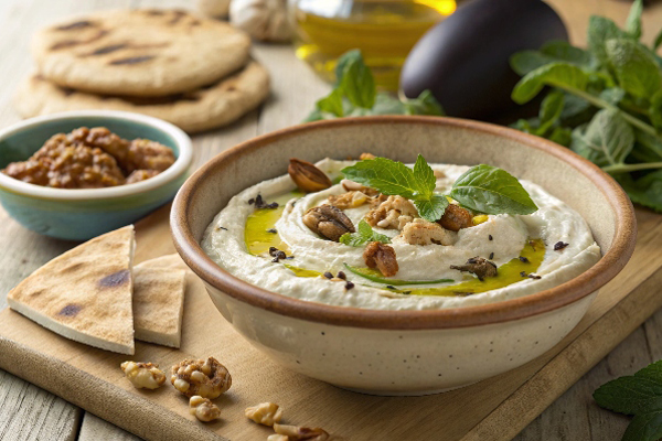 سرو یک کاسه بورانی بادمجان تزئین شده