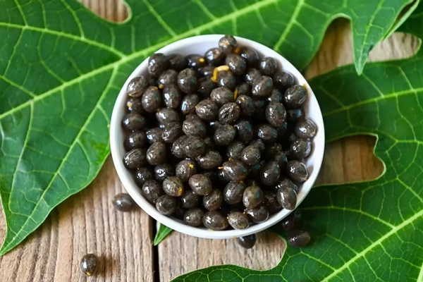 یک کاسه هسته میوه پاپایا