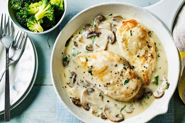 خوراک مرغ و قارچ