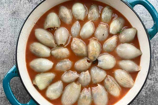 دلمه پیاز در سس گوجه