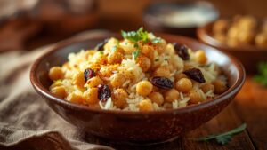 طرز تهیه نخود پلو با کشمش