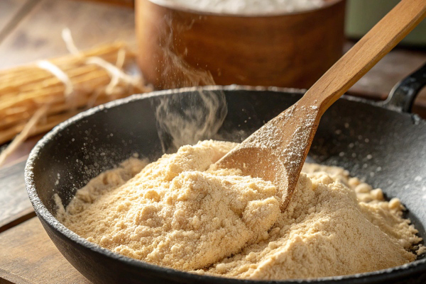 تفت دادن آرد گندم در تهیه شیرینی لندو
