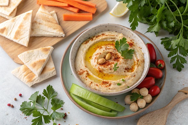 حمس با ماست و روغن زیتون