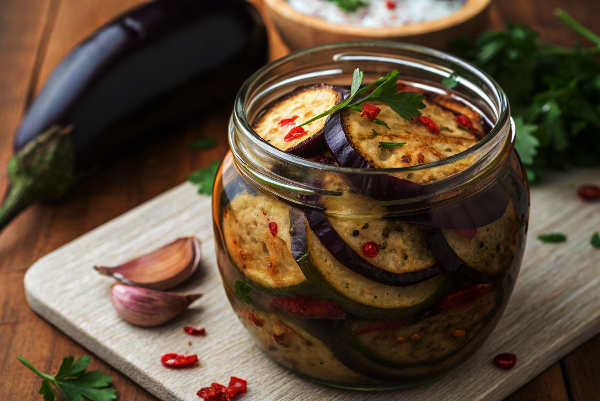عطر و مزه ترشی بادمجان تکه‌ای