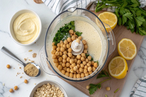 میکس کردن مواد حمص