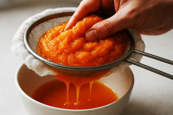 عصارهگیری از خرمالو پخته برای تهیه شیره