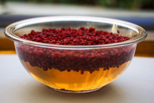 خیساندن زرشک در تهیه شربت زرشک