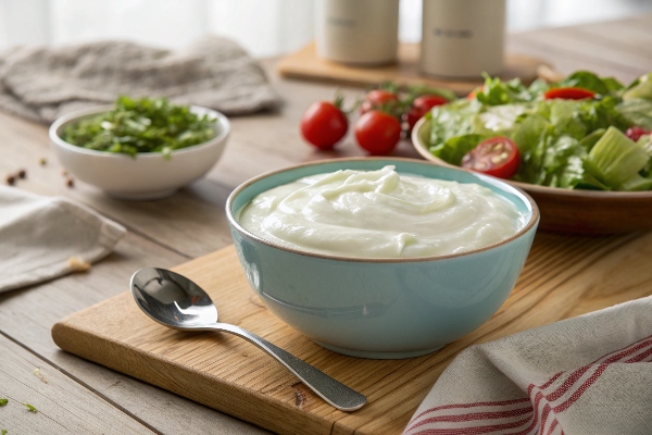 آماده‌سازی ماست برای سالاد ماست و کاهو