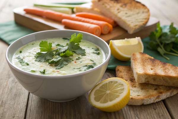  پخت نهایی و سرو سوپ ماست و گشنیز