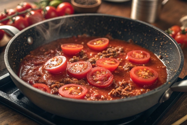 آماده‌سازی سس گوجه راگو