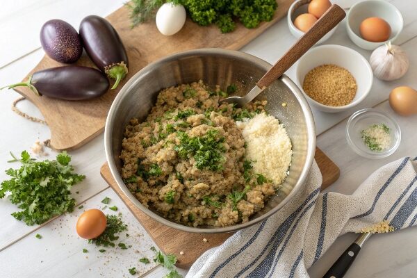 ترکیب مواد کتلت بادمجان کبابی