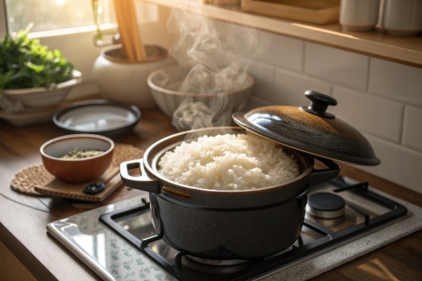آبکشی و دم کردن برنج بدون روغن