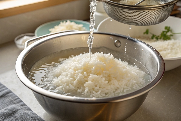 شست‌وشوی اصولی برنج برای تهیه برنج بدون روغن