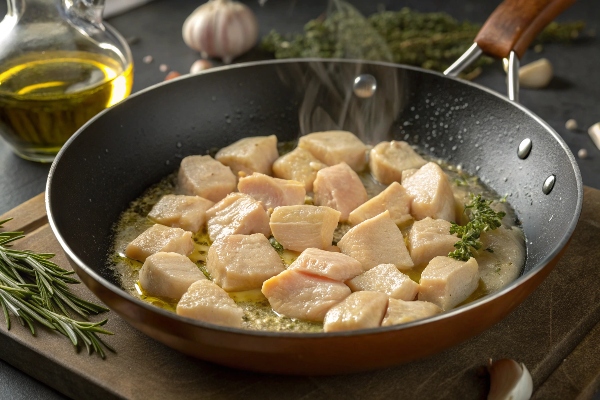 آمادهسازی مرغ برای تهیه پاستا رژیمی