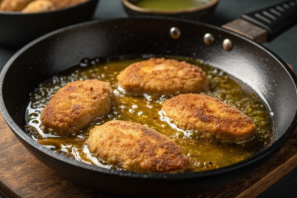 سرخ کردن کتلت دل مرغ