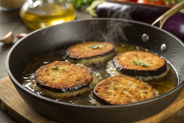 سرخ کردن کتلت بادمجان کبابی