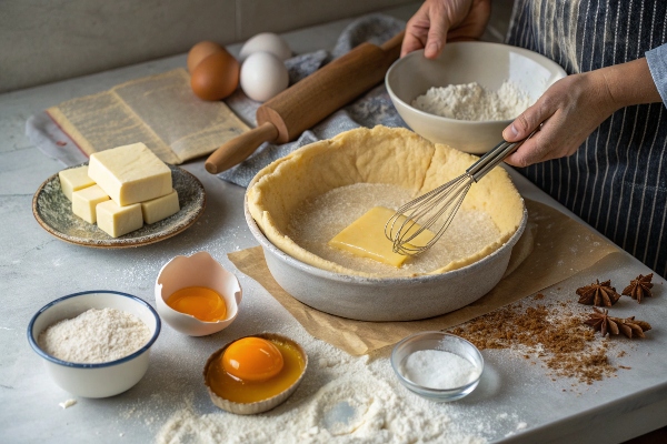 آماده‌سازی و استراحت خمیر تارت برای تارت الویه