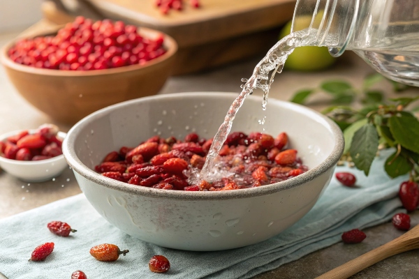 شستوشو و خیساندن زرشک برای تهیه رب زرشک
